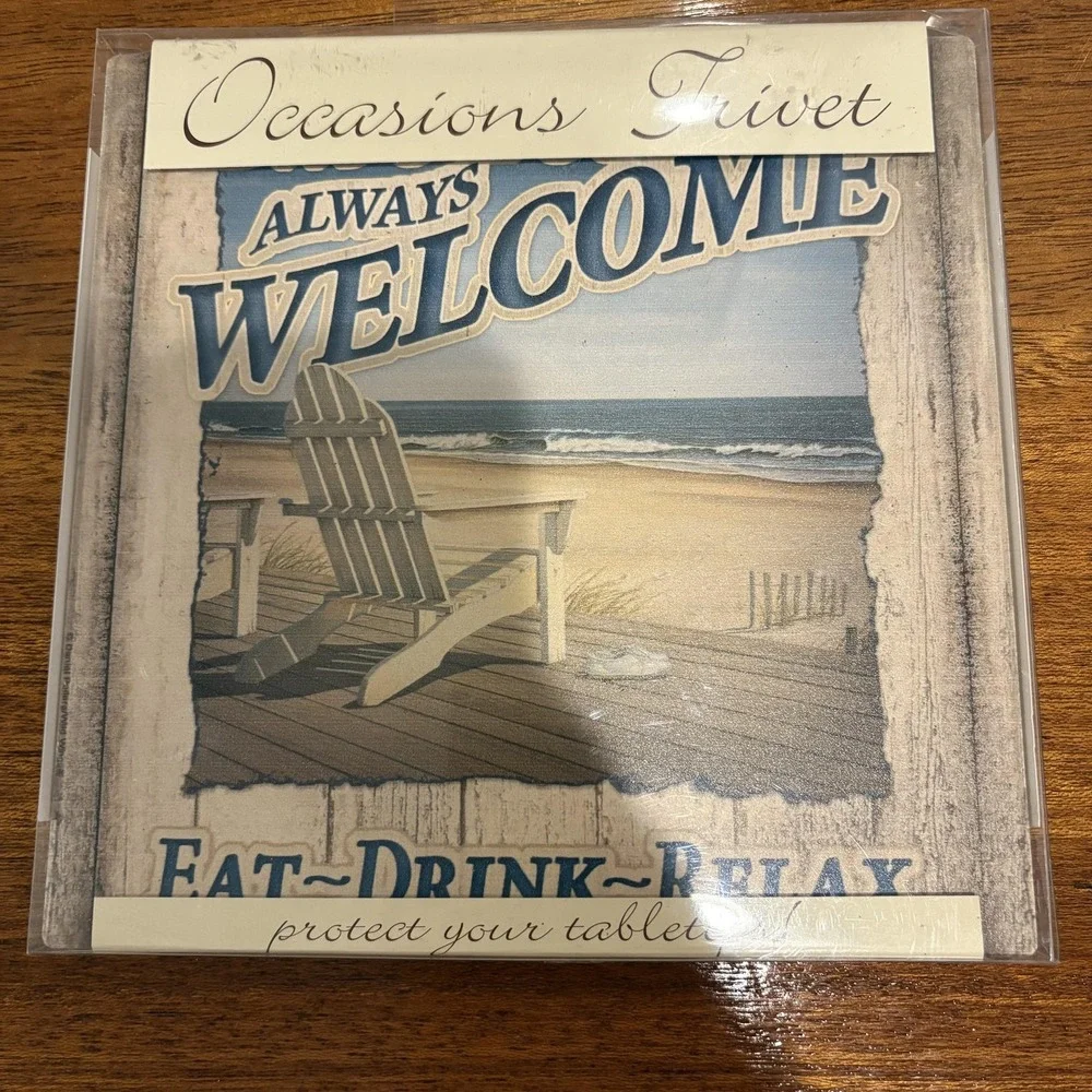 Thirstystone Occasions Trivet Always Welcome Beach Chair Eat Drink Relax Kitchen